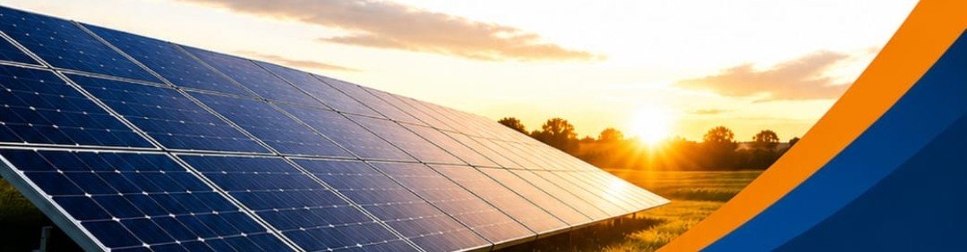 Panneaux photovoltaïques installés au coucher du soleil